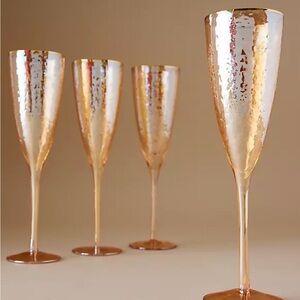 Anthropologie NIB/NWT Zaza Honey Lustered Flute Glasses, Set of 2